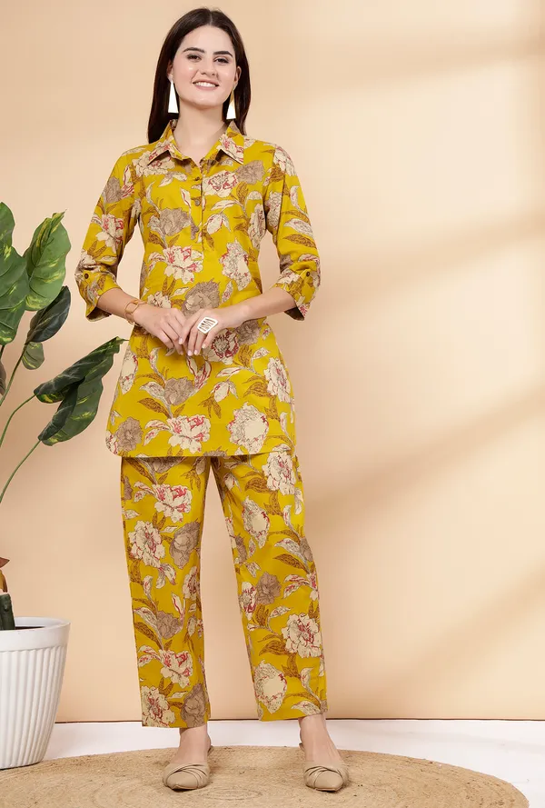 Mustard_Yellow_Summery_Floral_Cotton_Co-ord_Set