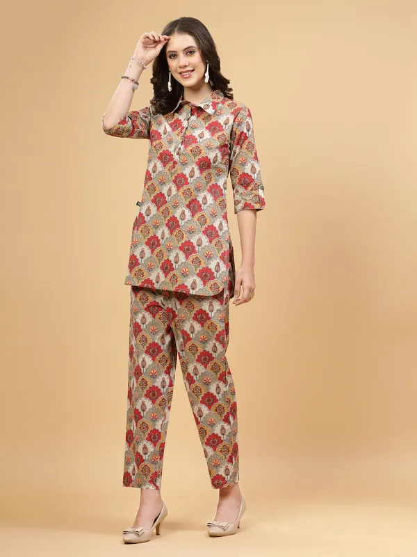 Red_Floral_Regular_Pure_Cotton_Co-ord_Set