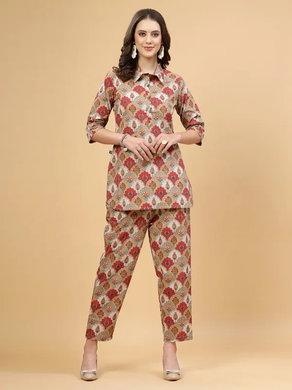Red_Floral_Regular_Pure_Cotton_Co-ord_Set