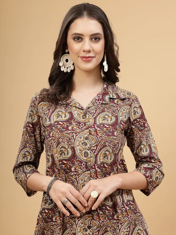 Brown_Pure_Cotton_Floral_Printed_Salwar_Suit_Set