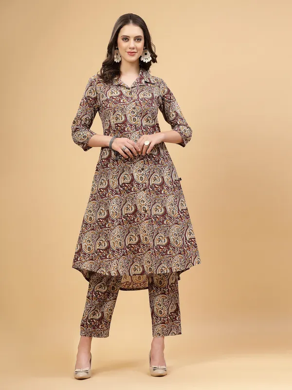 Brown_Pure_Cotton_Floral_Printed_Salwar_Suit_Set