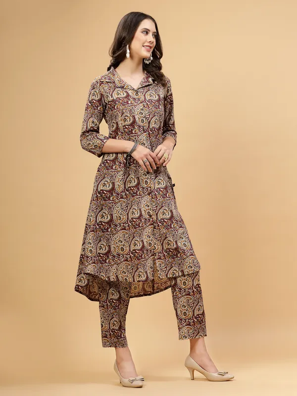 Brown_Pure_Cotton_Floral_Printed_Salwar_Suit_Set