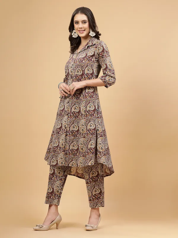 Brown_Pure_Cotton_Floral_Printed_Salwar_Suit_Set
