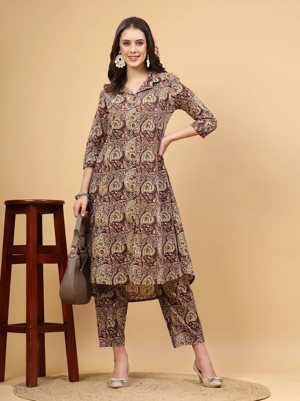 Brown_Pure_Cotton_Floral_Printed_Salwar_Suit_Set