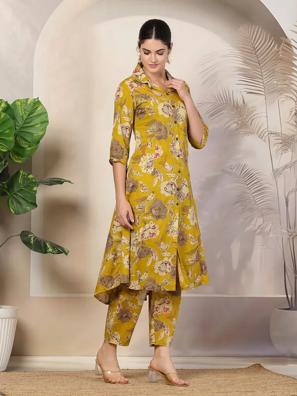 Mustard_Yellow_Pure_Cotton_Floral_A-Line_Printed_Salwar_Suit_Set