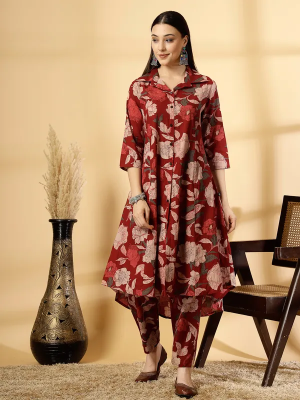 Maroon_Pure_Cotton_Floral_Printed_Salwar_Suit_Set