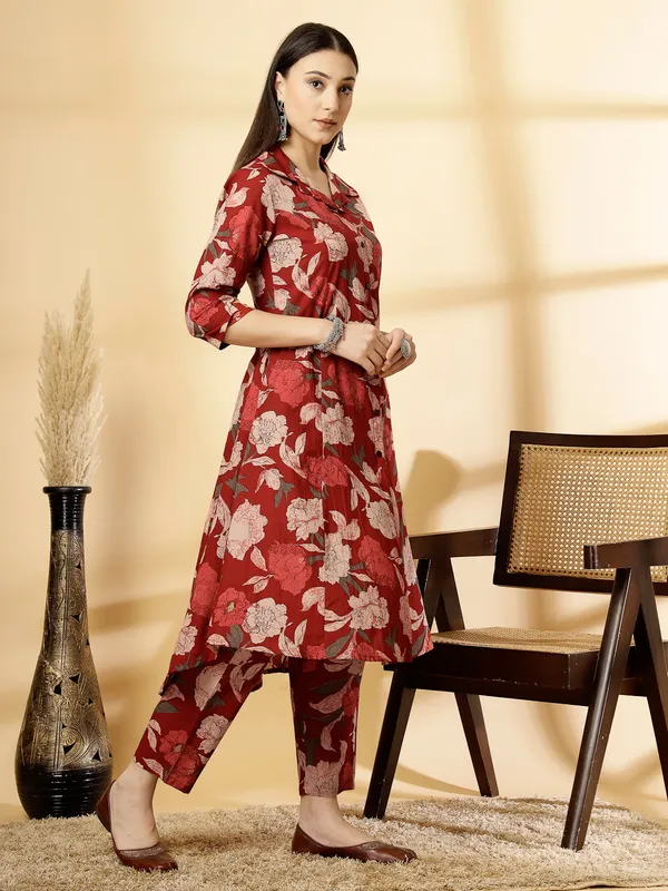Maroon_Pure_Cotton_Floral_Printed_Salwar_Suit_Set