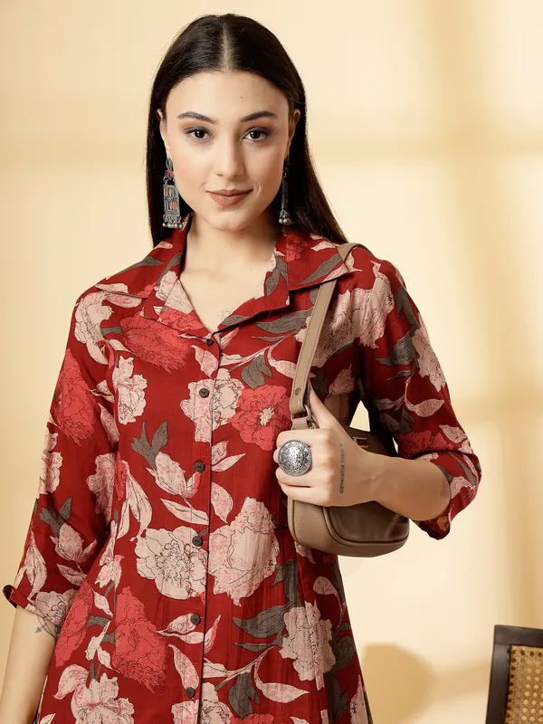 Maroon_Pure_Cotton_Floral_Printed_Salwar_Suit_Set