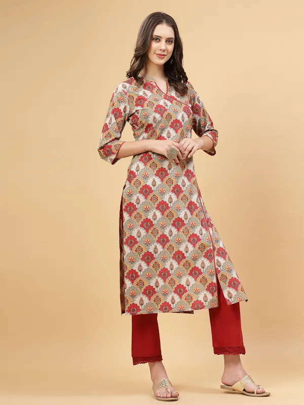 Maroon_Ethnic_Motifs_Printed_Pure_Cotton_Angrakha_Style_Kurta