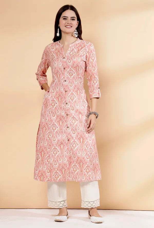 Peach_Cotton_Floral_Print_A-Line_Regular_Kurta_for_Women