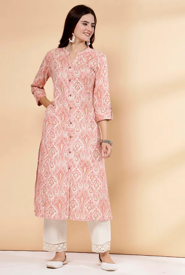 Peach_Cotton_Floral_Print_A-Line_Regular_Kurta_for_Women