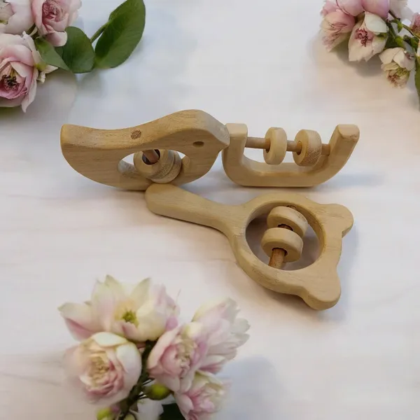 Pure_Neem_Wooden_Rattles|Sound_Making_Toys_For_Toddlers|_Mickey_Head_,_C_Shape_&_Dove