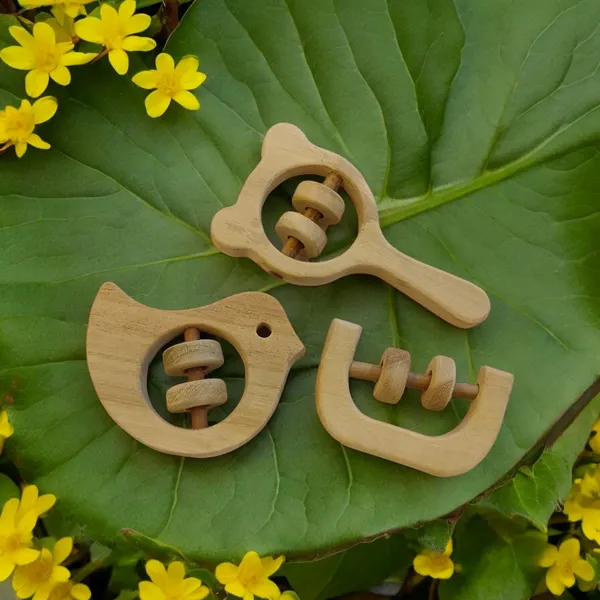 Pure_Neem_Wooden_Rattles|Sound_Making_Toys_For_Toddlers|_Mickey_Head_,_C_Shape_&_Dove
