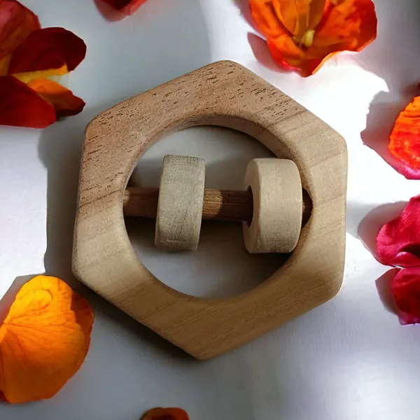 Baby_Chilling_Neem_Wooden_Rattle_&_Teether_Set_of_2_Toys-_Hexagon_&_Ring_Shape_s