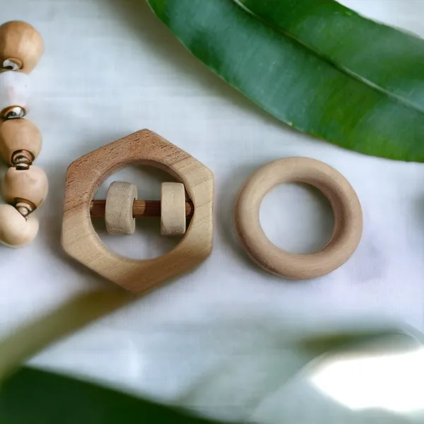 Baby_Chilling_Neem_Wooden_Rattle_&_Teether_Set_of_2_Toys-_Hexagon_&_Ring_Shape_s