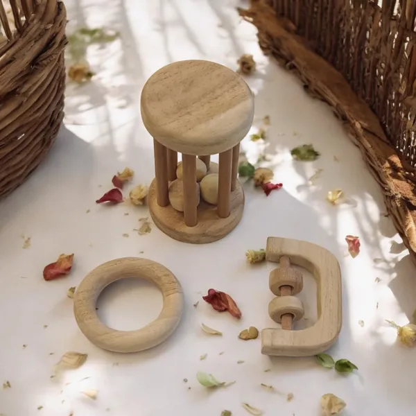 Organic_Neem_Wooden_Tumbler,_C_Shaped_Rattle_&_Ring_Teether