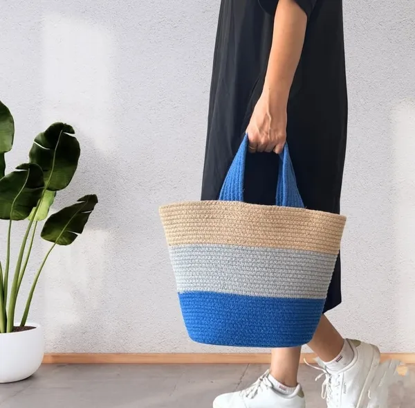 Cotton_Rope/_Jute_/Small_Dry_grass/Natural_Cane/Chic_Dry_Grass_Bag/Cotton_Rope_Woven_Bag_For_Women_Vibrant_Cotton_Rope_Handbag_Chic_Large_Tote_For_Women,Stylish_Carryall_&_Shoulder_Beige-Gray-Blue_Bag