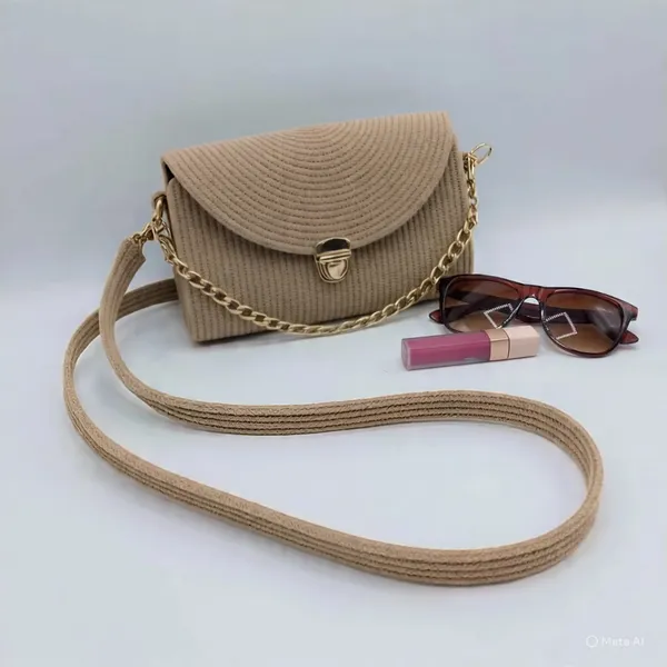 Bantrick Handmade cotton cored corssbody Bags small purse with gold chain  strap and strap and clasp, Elegant shoulder bag, Price in India Buy