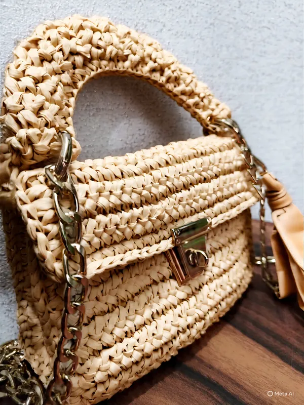 RAFIA_Sling_Handmade_handbag_Small_Dry_grass/Natural_Cane/Chic_Dry_Grass_bag/handbag_from_Manipur/carry_tote_bag_Sling_Bags_White-Crtoon