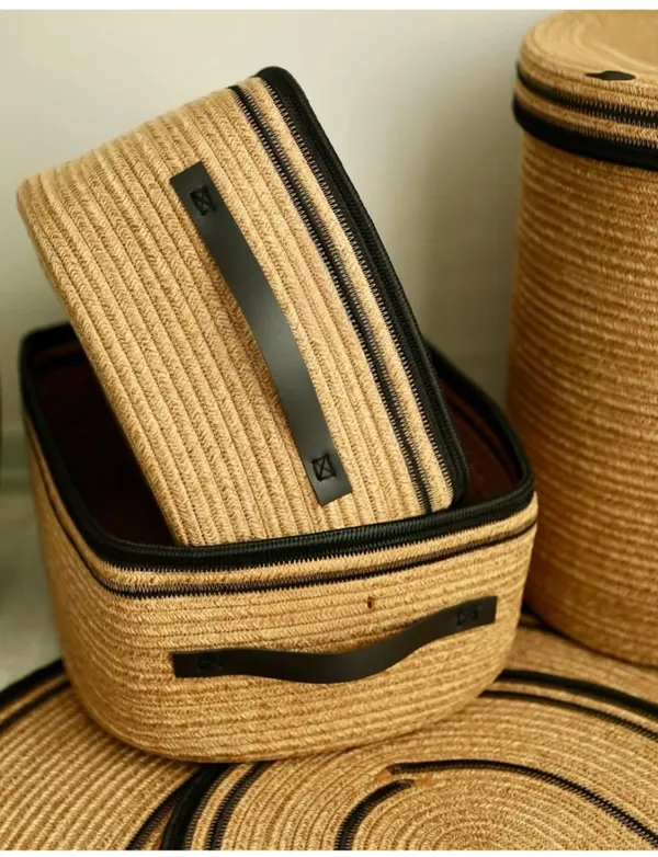 Handmade_Jute_Bathroom_Set:_Woven_Bath_Mat,_Laundry_Basket_&_Storage_Bins