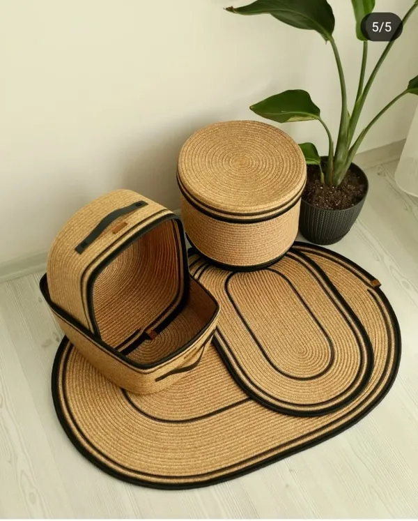Handmade_Jute_Bathroom_Set:_Woven_Bath_Mat,_Laundry_Basket_&_Storage_Bins