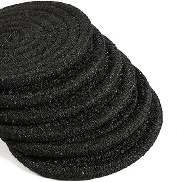 Cotton_Rope/_Jute_/Small_Dry_grass/Natural_Cane/Chic_Dry_Grass_Bag/Farmhouse_Coasters_for_Drinks/Absorbent_Coasterfor_Fabletop_Protection/Women_Coaster,Rustic_Coaster,Rope_Drink_Coaster-Full_Black