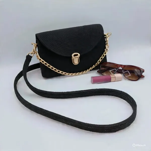 Handmade_cotton_cored_corssbody_Bags_small_purse_with_gold_chain_strap_and_strap_and_clasp,_Elegant_shoulder_bag,