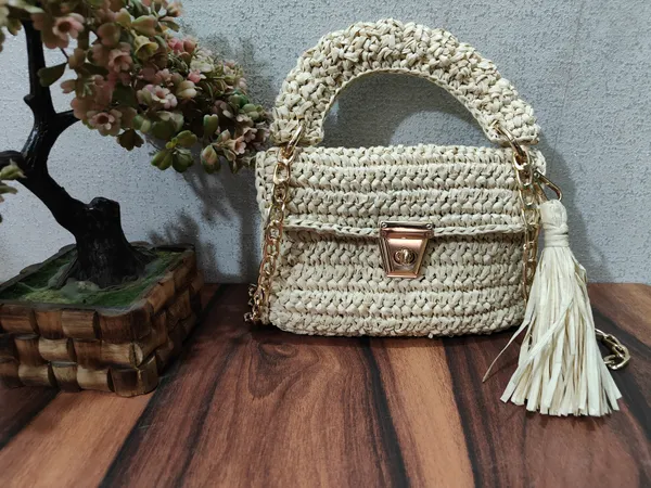Vintage Small Straw Bags Bantrick RAFIA Sling Handmade Handbag