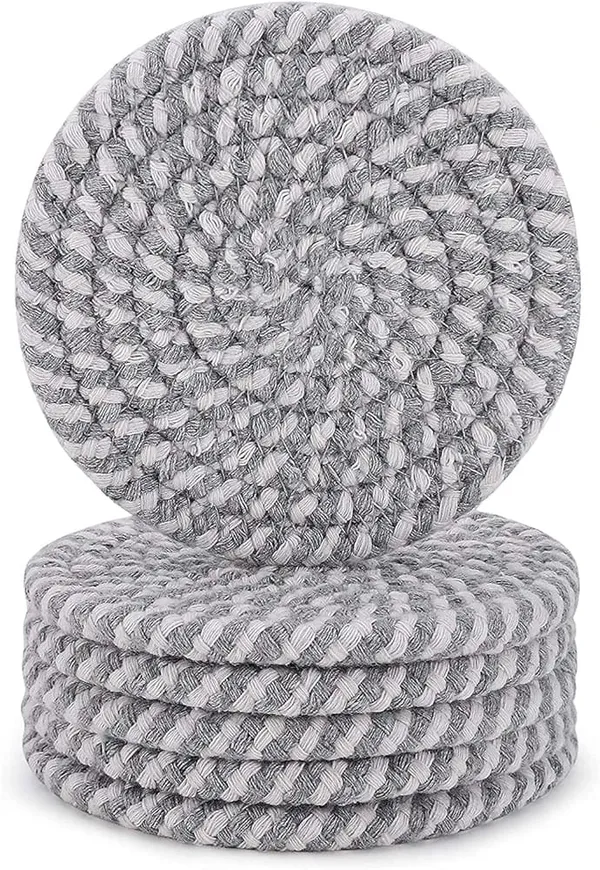 Cotton_Rope/_Jute_/Small_Dry_grass/Natural_Cane/Chic_Dry_Grass_Bag/Farmhouse_Coasters_for_Drinks/Absorbent_Coasterfor_Fabletop_Protection/Women_Coaster,Rustic_Coaster,Rope_Drink_Coaster-Gray_Dabbling.
