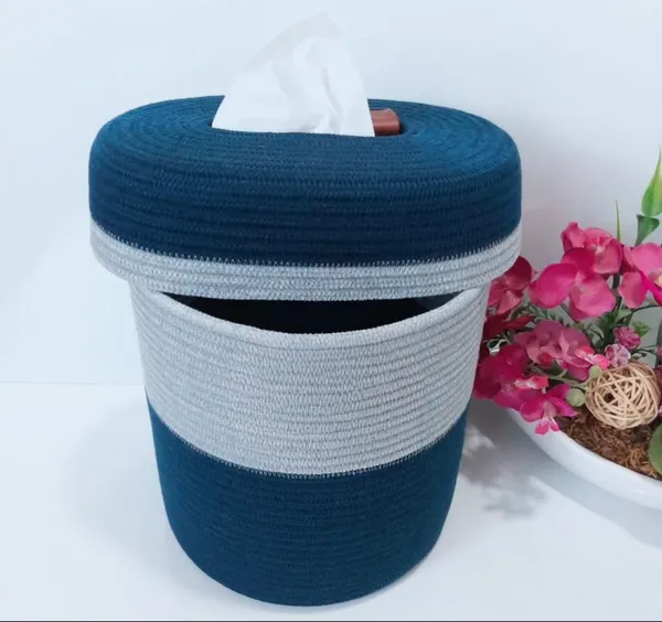 Braided_Blue_Set_Of_Basket_&_Tissue_Box