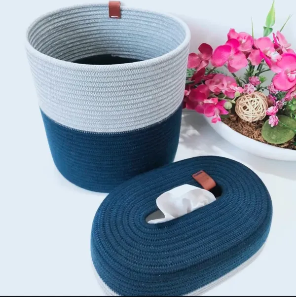 Braided_Blue_Set_Of_Basket_&_Tissue_Box