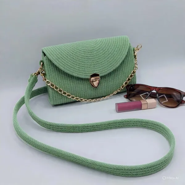 Handmade_cotton_cored_corssbody_Bags_small_purse_with_gold_chain_strap_and_strap_and_clasp,_Elegant_shoulder_bag,