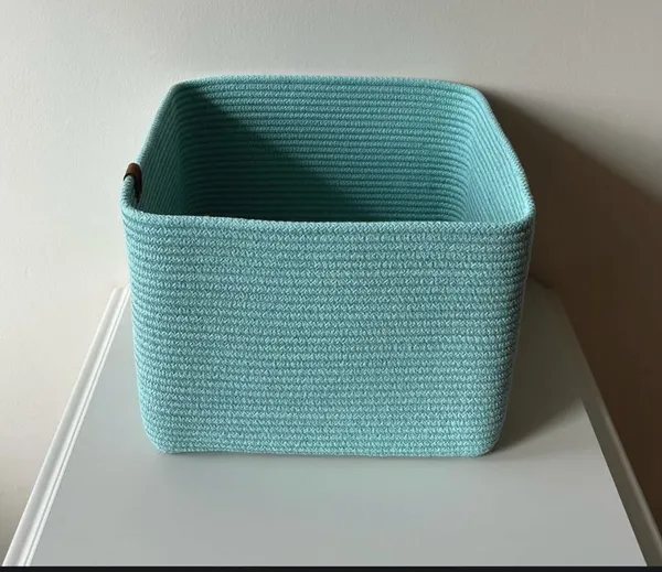 Cotton_Rope/_Jute_/Small_Dry_grass/Natural_Cane/Chic_Dry_Grass_Bag/Cotton_Rope_Woven_Basket_Toy,Book,Cloth_Storage_Basket_Bin_For_Living_Room,Light_Green_SQR_Box