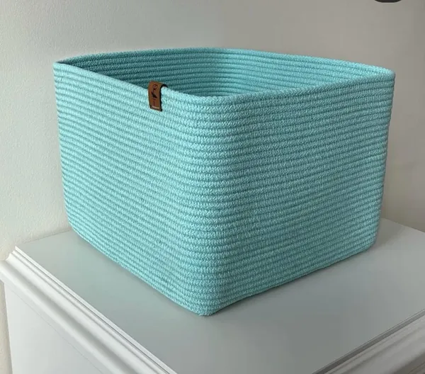 Cotton_Rope/_Jute_/Small_Dry_grass/Natural_Cane/Chic_Dry_Grass_Bag/Cotton_Rope_Woven_Basket_Toy,Book,Cloth_Storage_Basket_Bin_For_Living_Room,Light_Green_SQR_Box