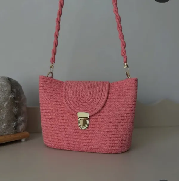 Cotton_Rope/_Jute_/Small_Dry_grass/Natural_Cane/Chic_Dry_Grass_Bag/Cotton_Rope_Woven_Bag_For_Women_Vibrant_Cotton_Rope_Handbag_Chic_Large_Tote_For_Women,Stylish_Carryall_&_Shoulder_Pink_+Golden-Button_Bag