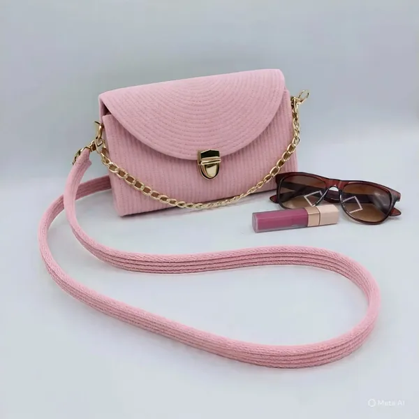 Handmade_cotton_cored_corssbody_Bags_small_purse_with_gold_chain_strap_and_strap_and_clasp,_Elegant_shoulder_bag,