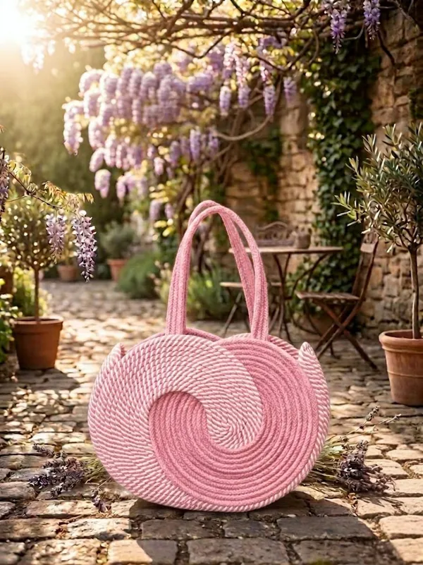 Cotton_Rope_Handmade_Cotton_rope__ring_design_bag___Rope_Crossbody_-_Bho_Summer_Pures_Handmade_Claret_Woven_Straw_Bag:_Boho_Wooden_Handle_Purse