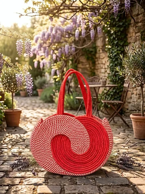 Cotton_Rope_Handmade_Cotton_rope__ring_design_bag___Rope_Crossbody_-_Bho_Summer_Pures_Handmade_Claret_Woven_Straw_Bag:_Boho_Wooden_Handle_Purse