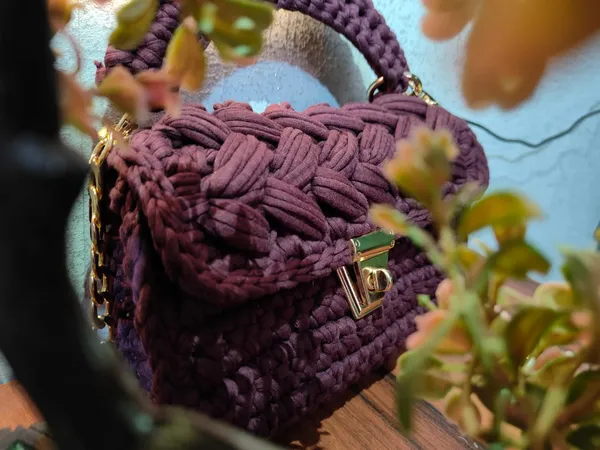 Hand_Knitted_Swivel_Clasps_Snap_Hook_Crochet_Bag_in_Dark_Purple