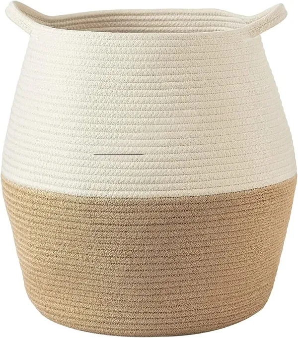 Cotton_Rope/_Jute_/Small_Dry_grass/Natural_Cane/Chic_Dry_Grass_Bagmall_asket_For_Stuffed_Animal_Clothes,Baby_Blankets/Boho_Basket_For_Living_Room,Bedroom,Nursery,Cotton_Rope_Basket,Under_Shelf_Basket_For_Homw_Décor
