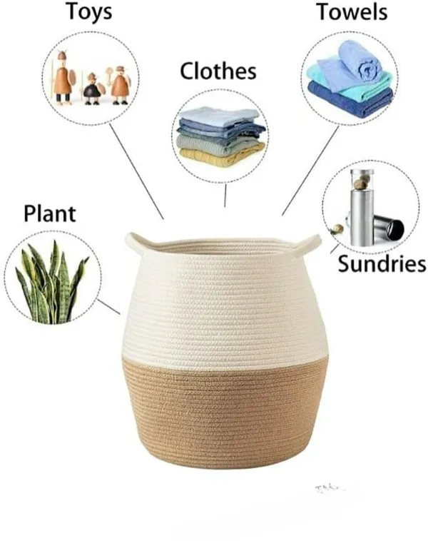 Cotton_Rope/_Jute_/Small_Dry_grass/Natural_Cane/Chic_Dry_Grass_Bagmall_asket_For_Stuffed_Animal_Clothes,Baby_Blankets/Boho_Basket_For_Living_Room,Bedroom,Nursery,Cotton_Rope_Basket,Under_Shelf_Basket_For_Homw_Décor