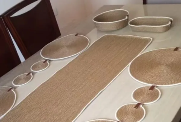 Cotton_Rope/_Jute_/Small_Dry_grass/Natural_Cane/Chic_Dry_Grass_Bag/Woven_Boho_Farmhouse_Table_/Kichen_Décor/Washable_And_Handmade_Rustic_Table/Cotton_Rppe_Oval_Basket/Cotton_Rope__Table_Runner/Placemat_Natrual_Burlap_Farmhouse_Coster_For_Drink/Dining_Kitchen_Desk_Décor/Oval_Basket/_White_Beige