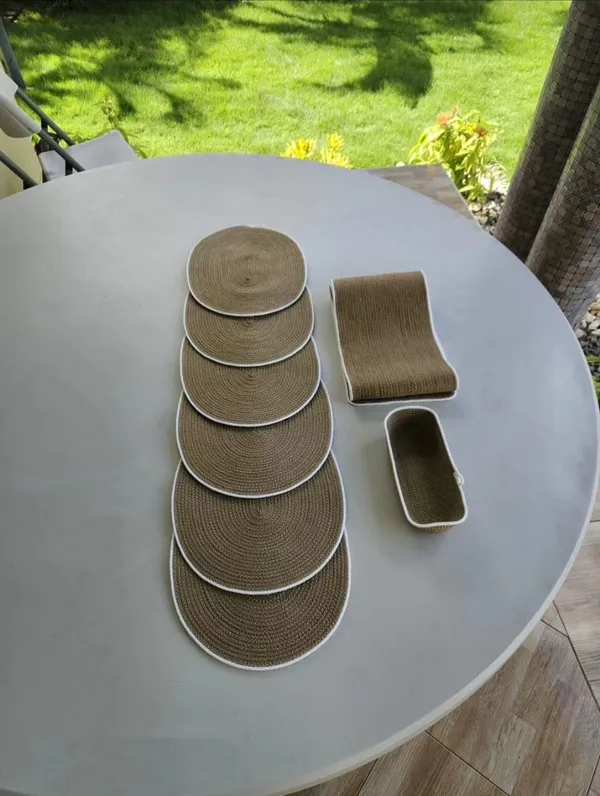 Cotton_Rope/_Jute_/Small_Dry_grass/Natural_Cane/Chic_Dry_Grass_Bag/Woven_Boho_Farmhouse_Table_/Kichen_Décor/Washable_And_Handmade_Rustic_Table/Cotton_Rope__Table_Runner/Placemat_Natrual_Burlap_Farmhouse_Coster_For_Drink/Dining_Kitchen_Desk_Décor_White_Beige.