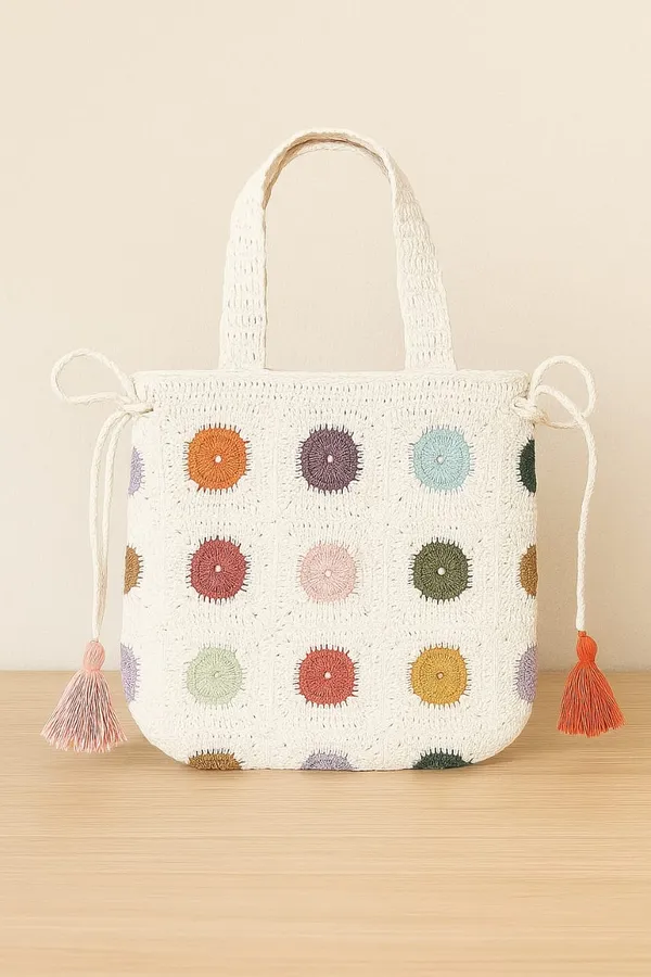 MULTICOLOR_BANTRICK_Handbag__Handmade_Small_Dry_grass/Natural_Cane/Chic_Dry_Grass_bag/handbag_from_Manipur/carry_tote_bag_Sling_Bags_White-pink-Cartoon