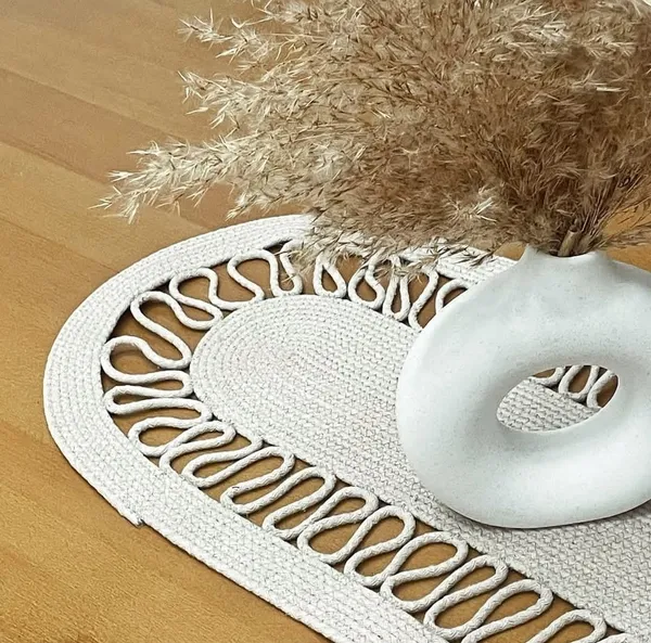 Cotton_Rope/_Jute_/Small_Dry_grass/Natural_Cane/Chic_Dry_Grass_Bag/Super_Area_Rugs/All_Natural_Soft_Jute_Braided_Hand-Woven_Rug_Natural_White_Pyal_Oval_Mat