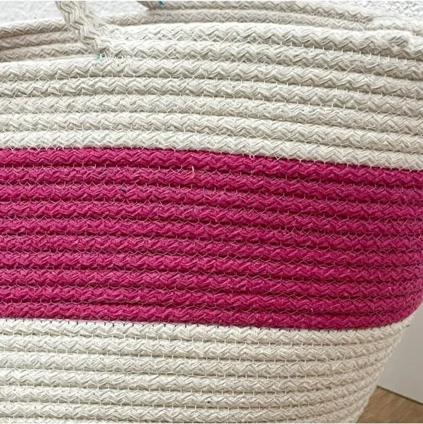 Cotton_Rope/_Jute_/Small_Dry_grass/Natural_Cane/Chic_Dry_Grass_Bag/Cotton_Rope_Woven_Bag_For_Women_Vibrant_Cotton_Rope_Handbag_Chic_Large_Tote_For_Women,Stylish_Carryall_&_Shoulder_White-Red-White_Bag
