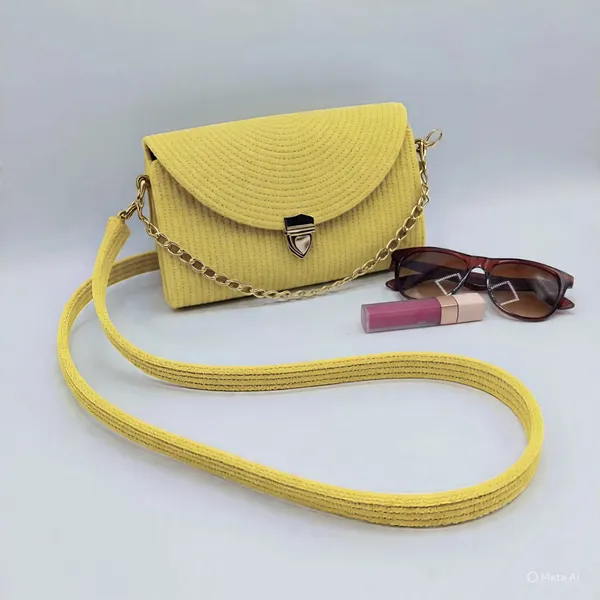 Handmade_cotton_cored_corssbody_Bags_small_purse_with_gold_chain_strap_and_strap_and_clasp,_Elegant_shoulder_bag,