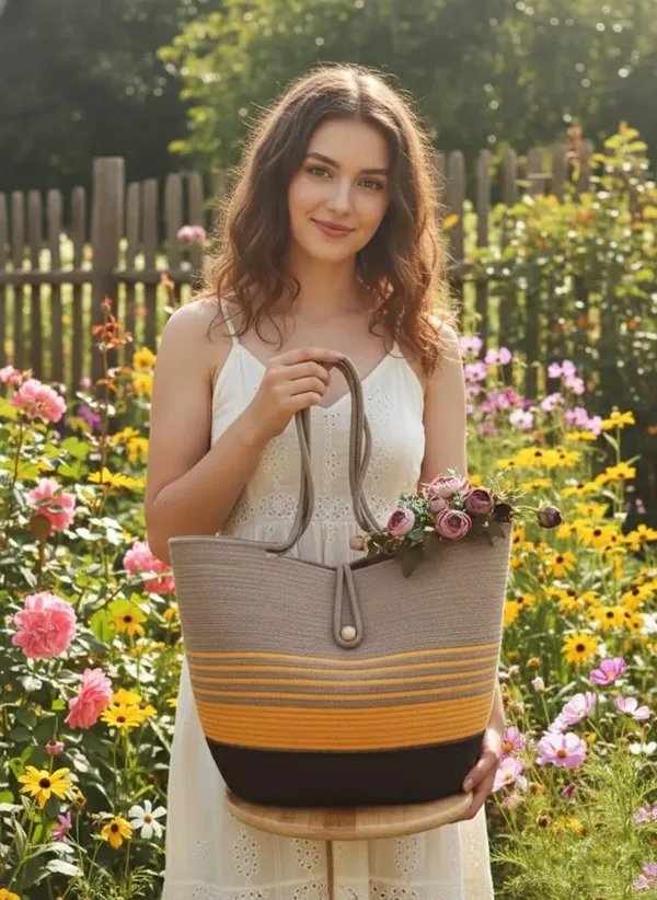 Bantrick_Yellow_&_Beige_Mix_Eco-Friendly_Handmade_Jute_Tote_Bag