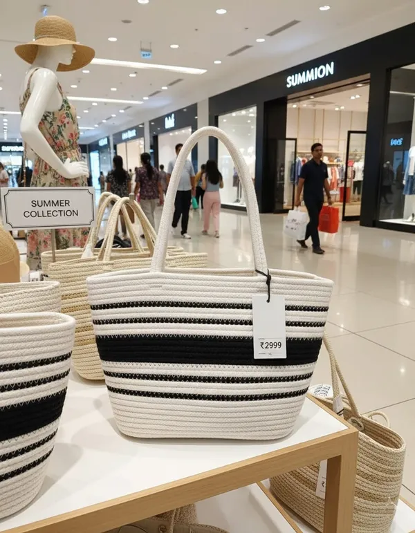 EcoFemme-_'s_Stylish_Cotton_&_Jute_Bags_BLK-WHT_Strap_Bag
