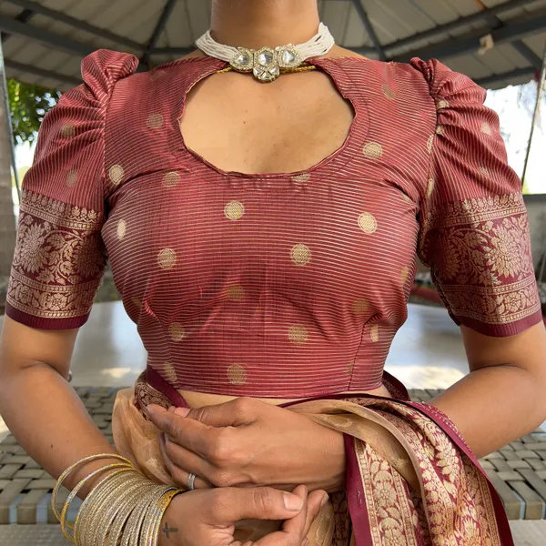 Peach_Brown_Majestic_Ready_To_Wear_Soft_Organza_Silk_Saree_With_Blouse_Piece_For_Women